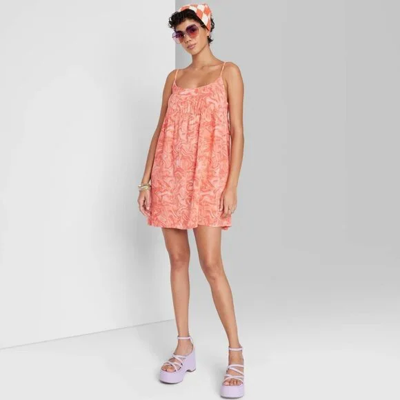 open lace back dress Babydoll Dress Orange Small 2-4 Final Sale